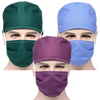 

Doctor Work Hat Mask Set Unisex Lab Hospital Scrub Caps Women Men Operation Surgical Hats Nurse Doctor Surgery Caps and Masks