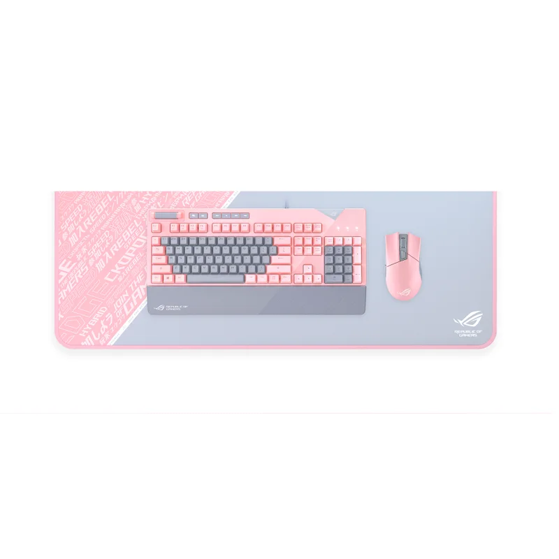 Коврик для мыши ASUS ROG Sheath PINK резиновая основа, тканевая поверхность, 900 x 440 x 3 мм, цвет: розовый/серый