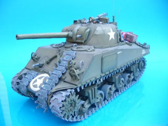 Американский мерный Танк Sherman M4A3 3D бумажная модель Tank World военная Инструкция