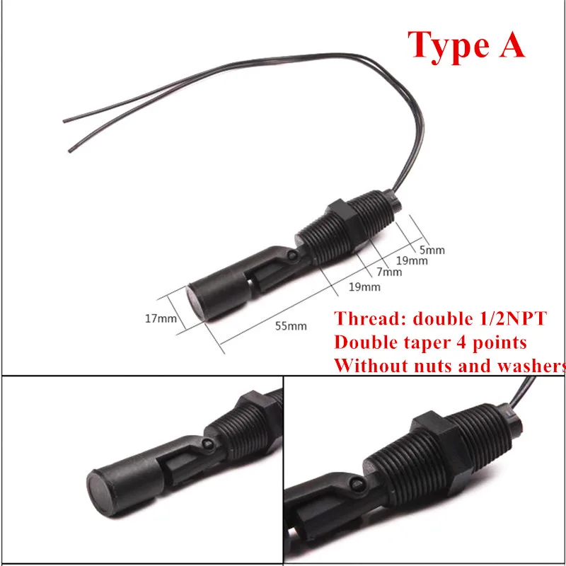Horizontal Float Sensor Switch for Automatic Water Level Control in Tanks and Pools