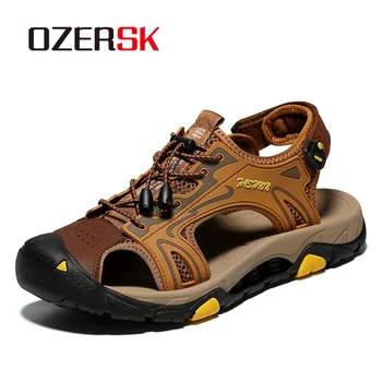 

OZERSK 2020 Men Summer High Quality Sandals Man Beach Breathable Roman Sandals Fashion Outdoor Brand Men Casual Shoes Size 38~45