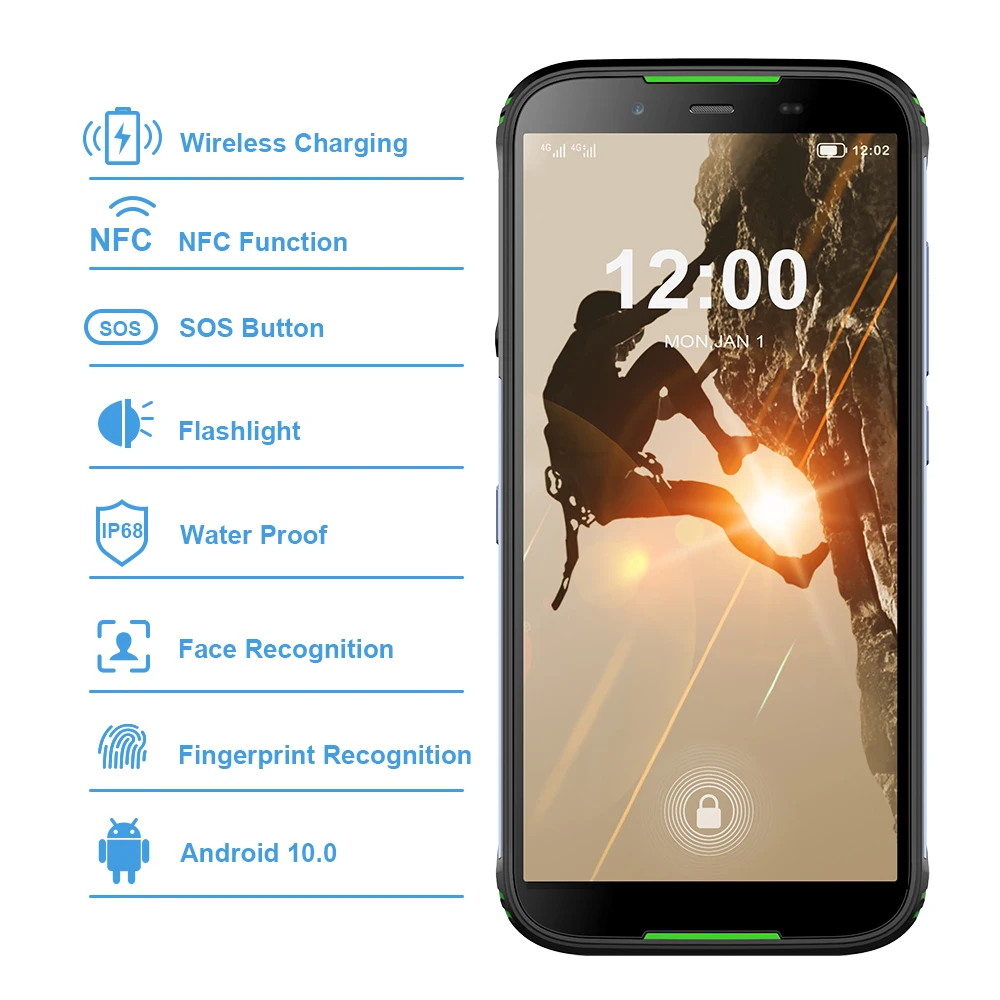  Global version HOMTOM HT80 NFC function IP68 Waterproof Smartphone Android 10.0 5.5inch Wireless ch