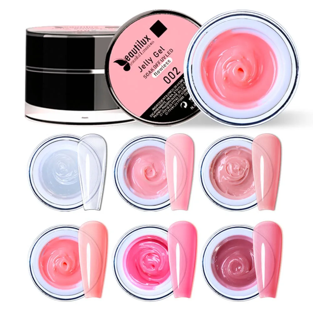Beautilux Flowless Jelly Nail Gel Camouflage Pink Nail Extension