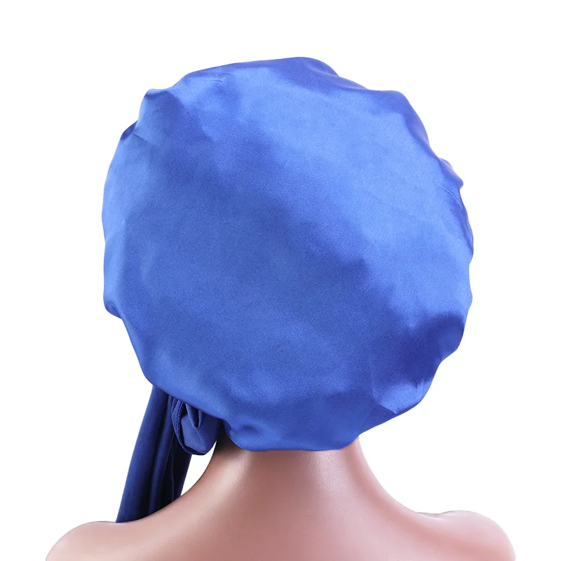 hair clips for women Solid Satin Bonnet with Wide Stretch Ties Long Hair Care Women Night Sleep Hat Adjust Hair Styling Cap Silk Head Wrap Shower Cap Women's Hair Accessories