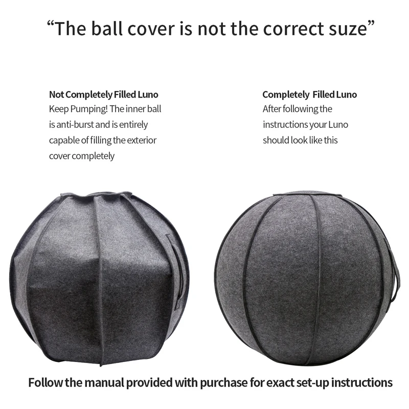 65cm Linen Yoga Ball Cover Balance Ball Protector + 65cm Yoga with Pump for Home Gym Pilates Fitness Body Building