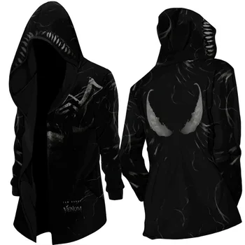 

Man windbreaker jacket medium length Marvel movie spider-man clothes autumn winter plus velvet men's venom guard clothes