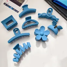 

Vintage Klein Blue Hair Clips For Women Simple Geometric Matte Elegant Barrette Crab Hair Claws Hairpins Headwear Accessories