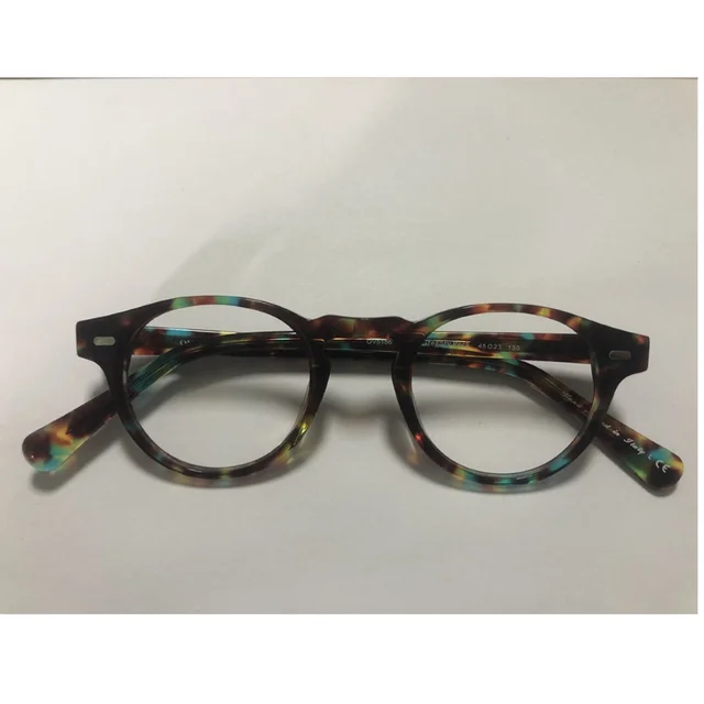 Retro Round Optical Eyeglasses Frame OV5186 Gregory Peck Reading Eyewear Women Men Spetacle Blue Light Glasses PrescriptionGafas Amber- S