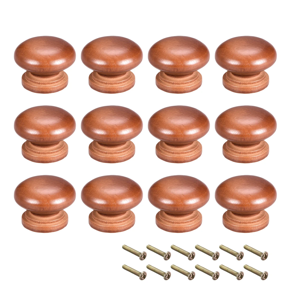 

uxcell Cabinet Round Pull Knobs 35mm Dia Bedroom Kitchen Dark Red Elm Wood 12pcs