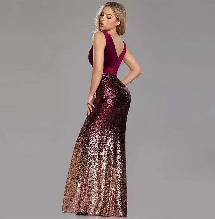 Robe De Soiree новые сексуальные длинные платья с v-образным вырезом без рукавов с русалочкой бордового цвета Элегантные платья Abendkleider