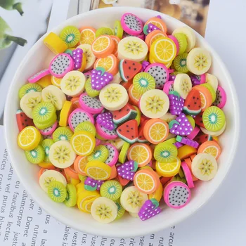

50pcs Diy Soft Clay Fruit Girl Hairpin Hair Rope Flatback Patch Bead Mixed Fruits Hair Accessories Earrings Make Jewelry Finding