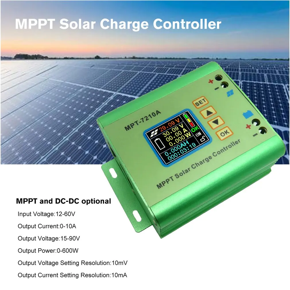 MPT-7210A Цвет ЖК-дисплей Дисплей со слежением за максимальной точкой мощности, Панели солнечные контроллер заряда 24/36/48/60/72V повышающий Солнечный Батарея контроллеры Сделано в Китае по доступной цене
