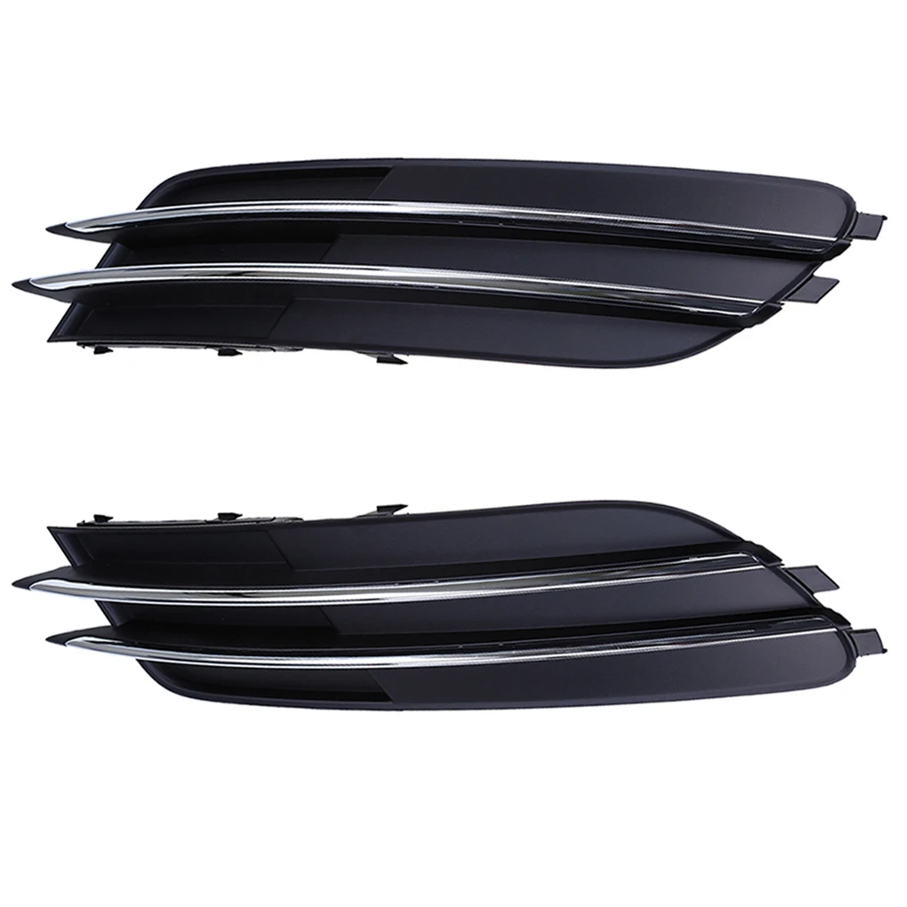 1 Pair Car Foglight Grille Box 4G0807681/4G0807682 Without Holes Replacement for A6 LC7 12-14