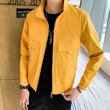 

Autumn Men Jackets Coat Trends Printing Men's Jackets Windproof Black Blue Khaki Yellow M-4XL Men Jackets Coat