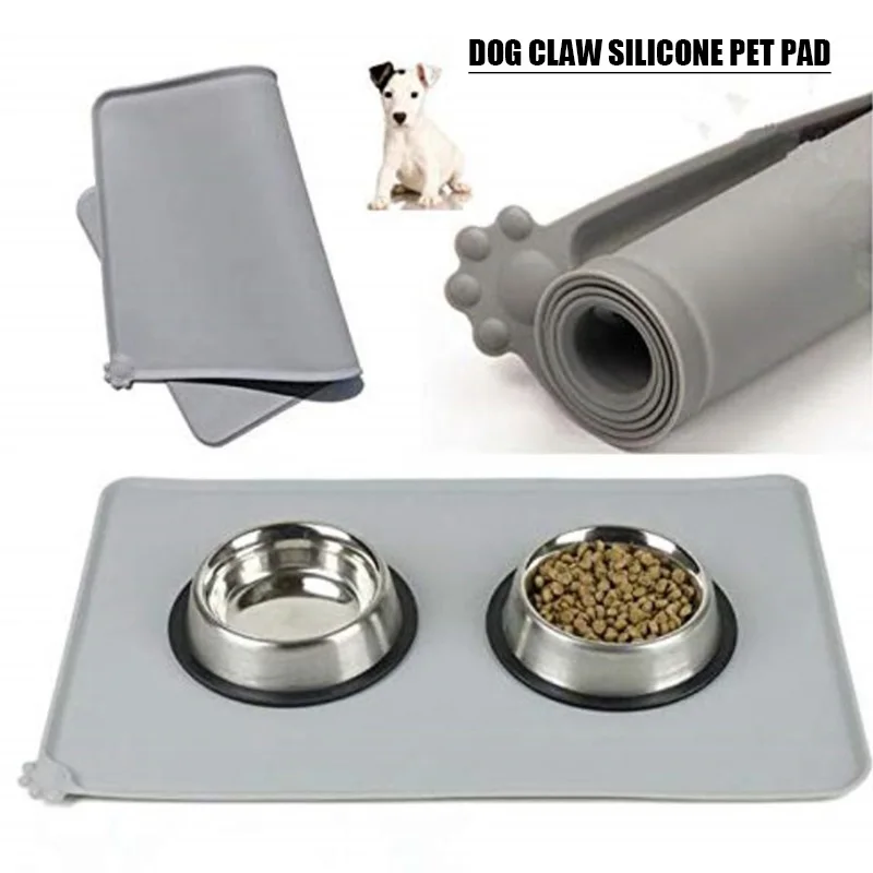 Tapete impermeable para mascotas, Mantel Individual de alimentación de silicona de Color sólido para Perros y gatos, almohadilla para cuenco de comida, esterilla para beber, Accesorios para Perros de fácil lavado