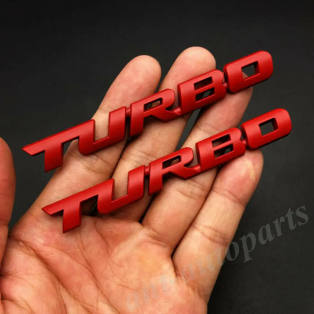 

2x Red Metal Turbo T Car Auto Trunk Rear Tailgate Emblem Badge Decals Sticker