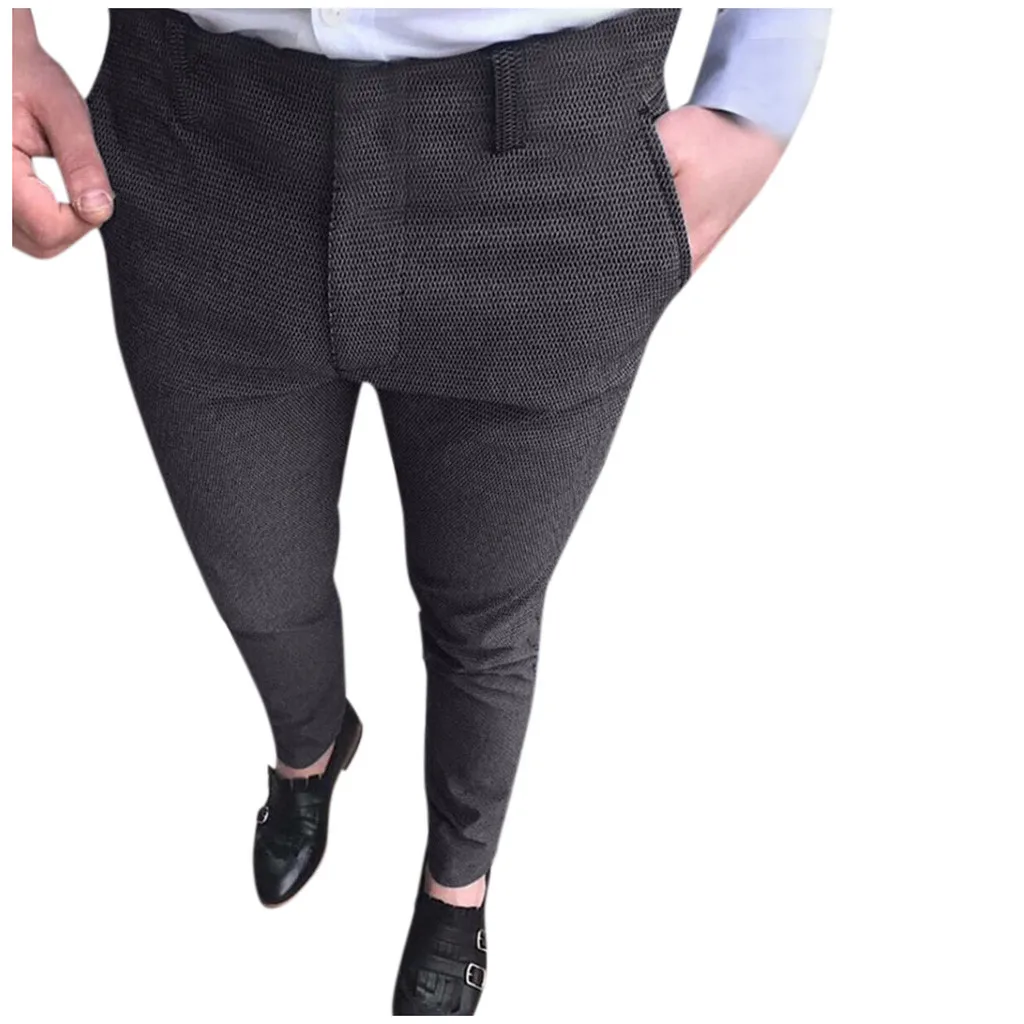 Мужские костюмы, брюки, повседневные, длинные, официальные, деловые брюки, облегающие брюки, костюм, брюки, простые спереди, мужские брюки, pantalones hombre - Цвет: Dark Gray