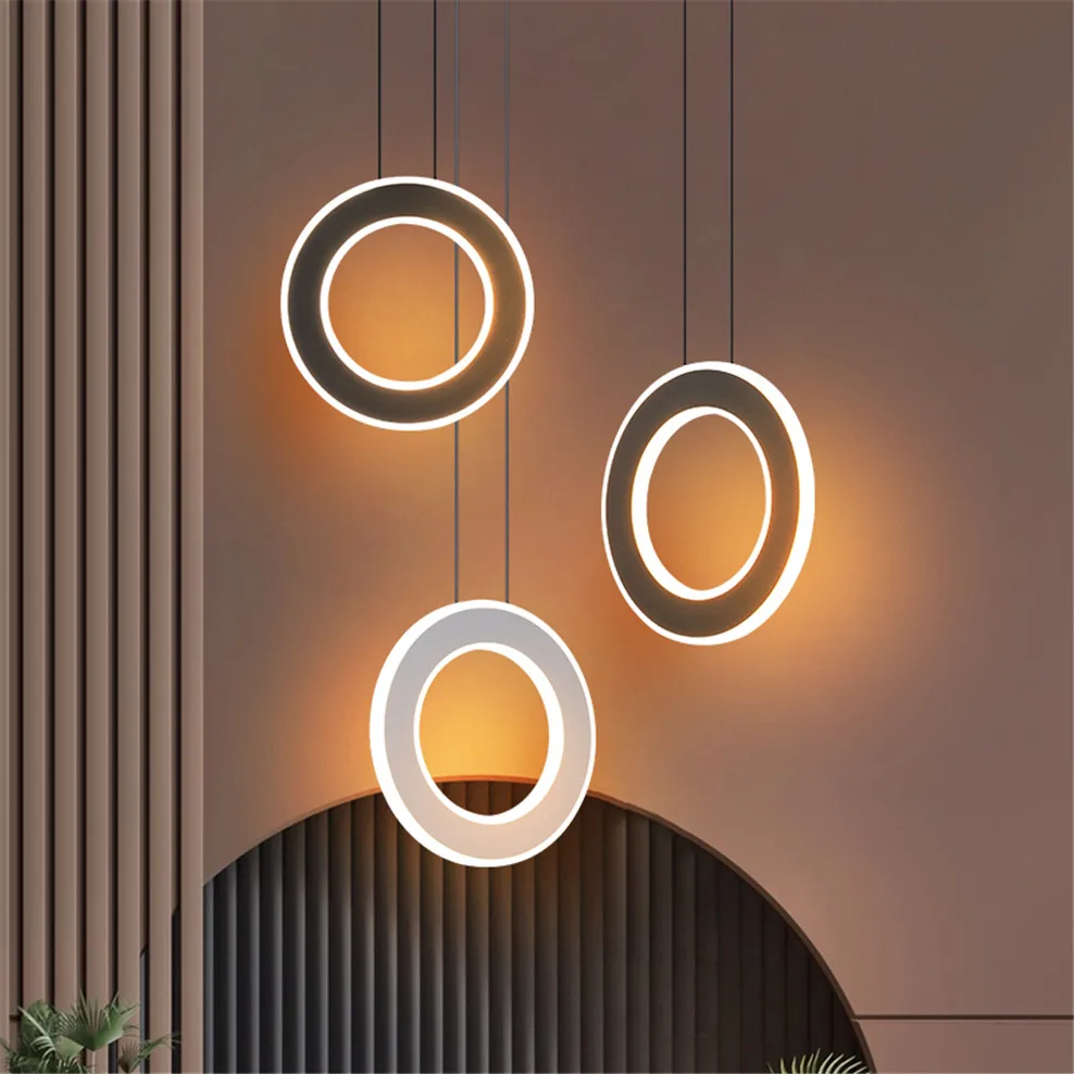 

nordic Minimalism design led ring pendant lights for bar counter clothing store cafe suspension luster Shop window hanging light
