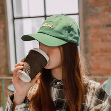 Harajuku унисекс письмо вышивка армейский зеленый бейсбольная шляпа Женская Корейская версия Мягкий Топ Ретро Простой сплошной цвет Солнцезащитный колпачок