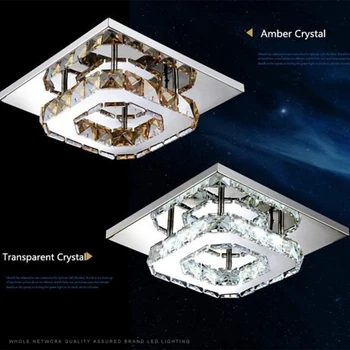 

90-260V Square Crystal Lamp 12W Ceiling LED Sturdy White/Warm Lighting Bedroom Intelligent Drive Illumination Office Living Room