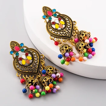 

2020 New Arrivals European Statement Earrings High Class Bohemian Multi Layers Dropping Oil Lantern Tassel Earring for Sexy Lady