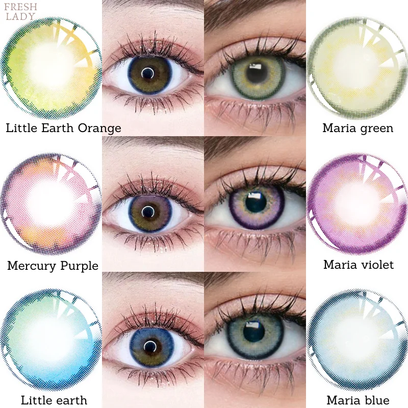 FRESH LADY Official Yearly Colored Contact Lenses For Eye 1Pair Wholesale Popular Natural Color Lens With Container Soft | Красота и
