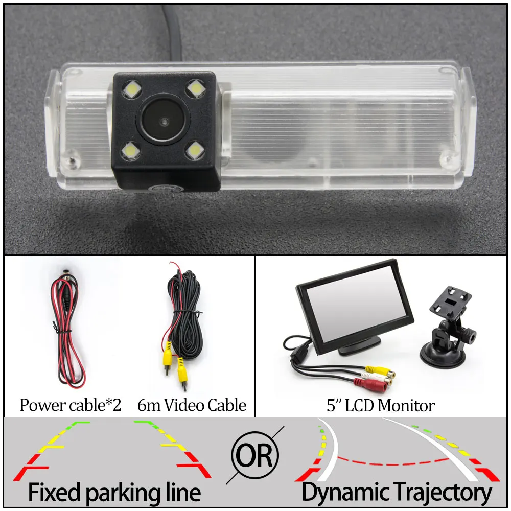 Фиксированная или динамическая траектория камера заднего вида для Mitsubishi Attrage/Mirage G4 sedan/Pajero Sport/Challenger/Nativa/Pajero Dakar - Название цвета: 4LED N 5 inch LCD