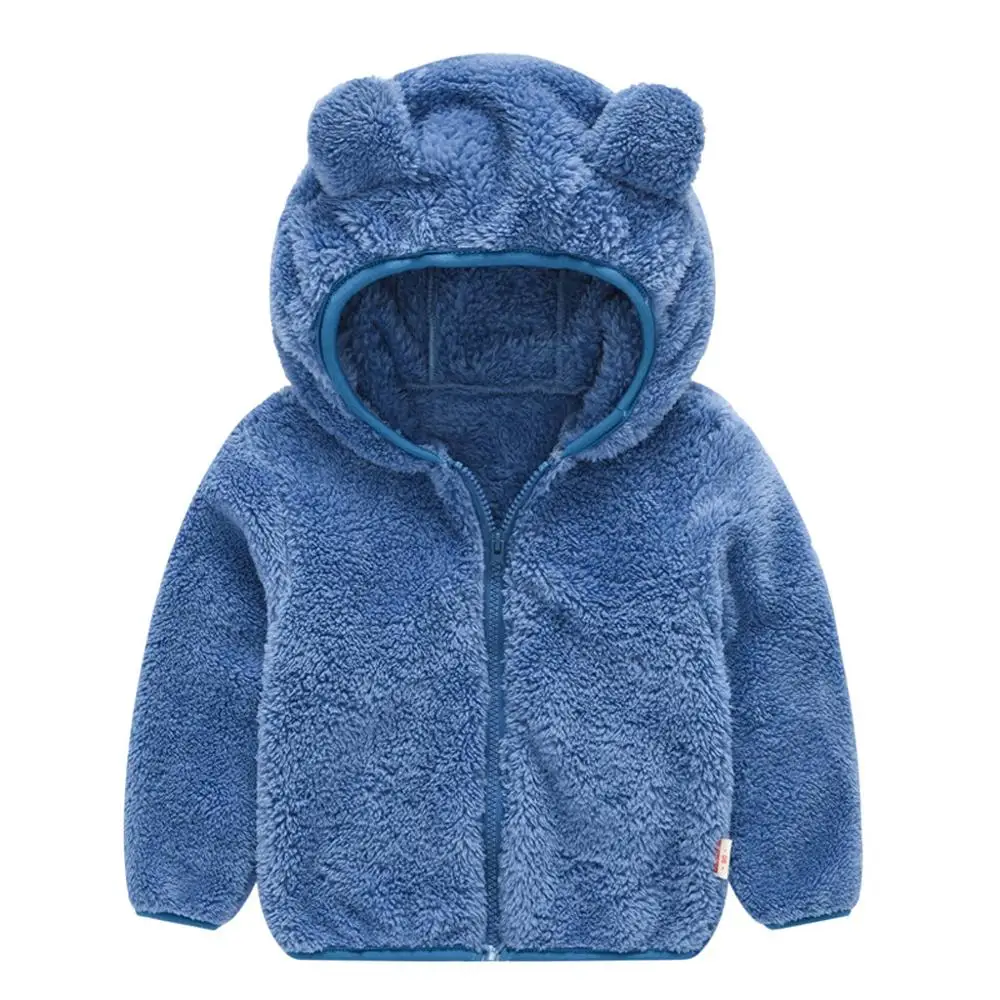  Baby Winter Coats Toddler Kids Baby Gril Boy Cute Ear Zipper Solid Thick Hooded Colorful Coat Warm 