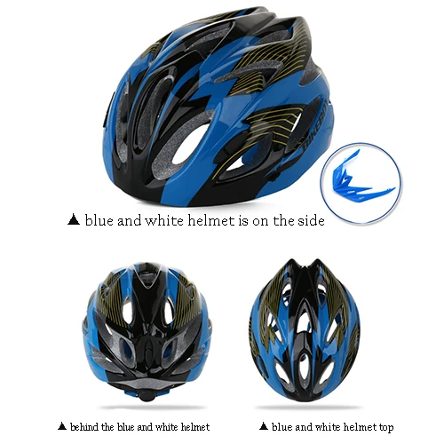 Black and blue lines Велосипедный шлем многоцветное защитное оборудование для верховой езды интегрированная форма легкий пористый дышащий шлем для горного велосипеда - Цвет: Black and blue lines