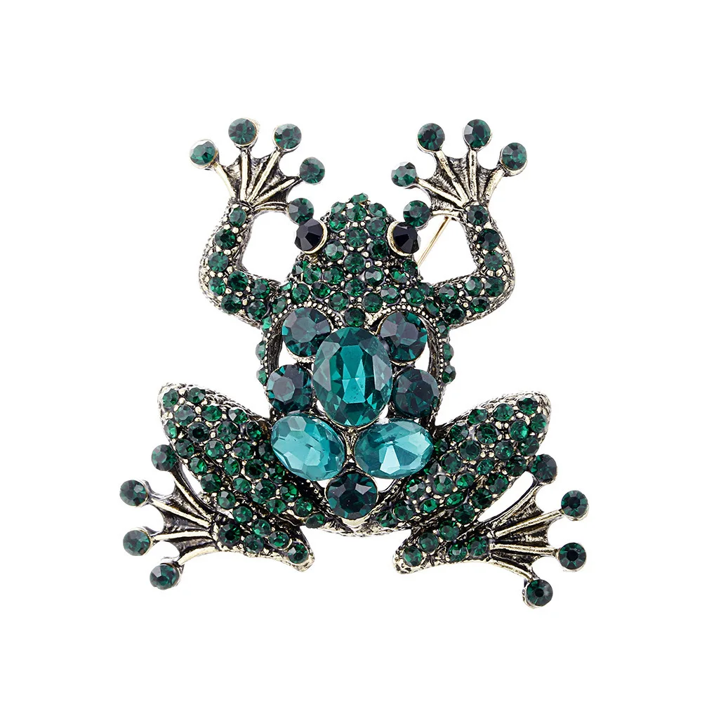 

Model Retro Green Frog Crystal Top Grade Animal Brooch Europe And America AliExpress Corsage Brooch Clothing