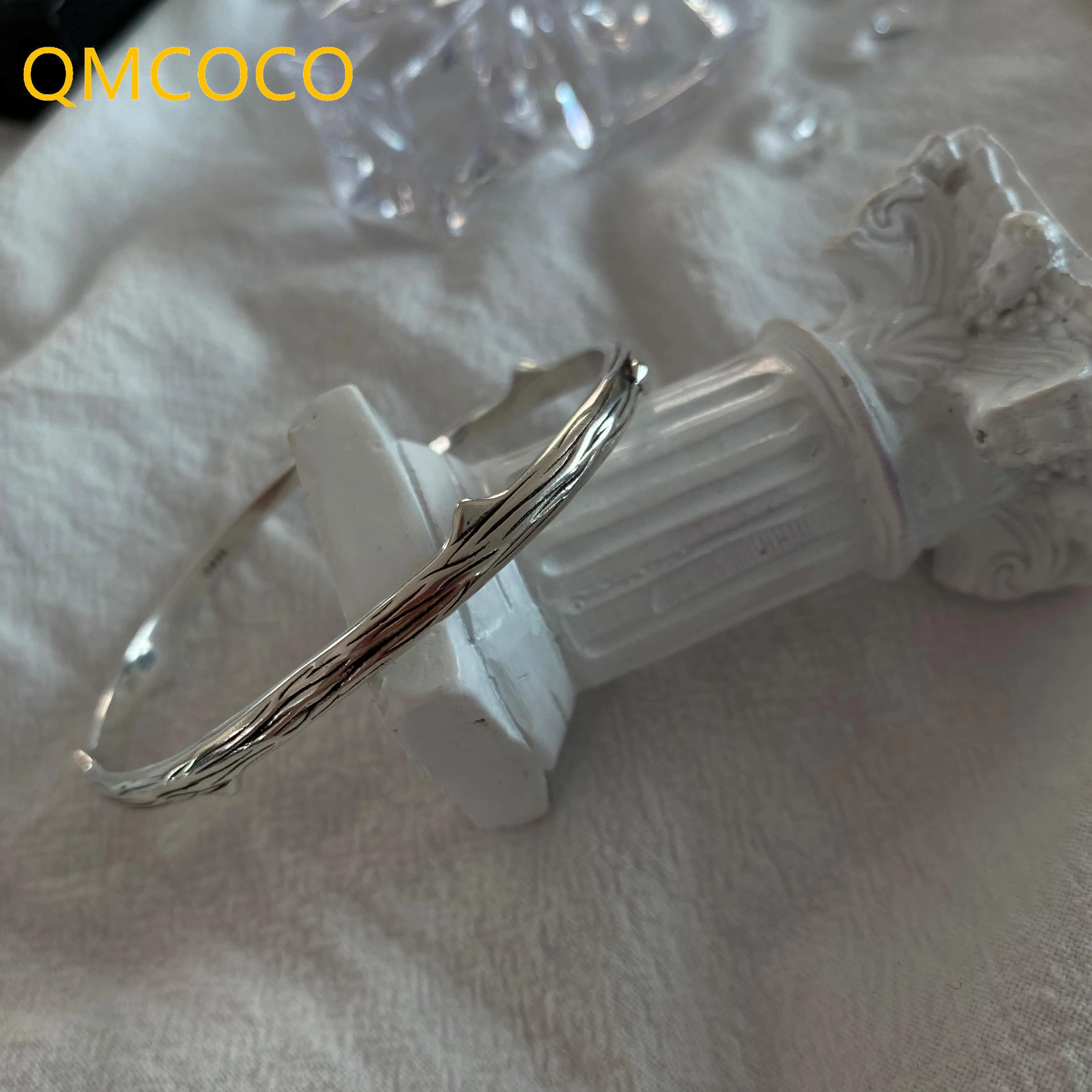 QMCOCO 925 Silver 2021 New Style Bangles Vintage Punk Opening Adjustable Geometry Trend Simple INS Man Woman Hand accessories | Украшения и