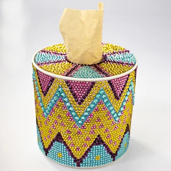 

DIY Cylindrical Diamond painting Tissue Box Three-dimensional Handmade Art Cosmetic Tissue Dispenser Children Cartoon Home Decor