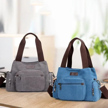 

LKEEP Men Canvas Travel Shoulder Luggage Bags Large Capacity Handbag Business Casual Vintage Simple Tote Bag for Women Zipper