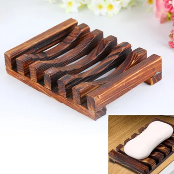 

Natural Wood Wooden Soap Dish Storage Tray Holder Bath Shower Plate Bathroom