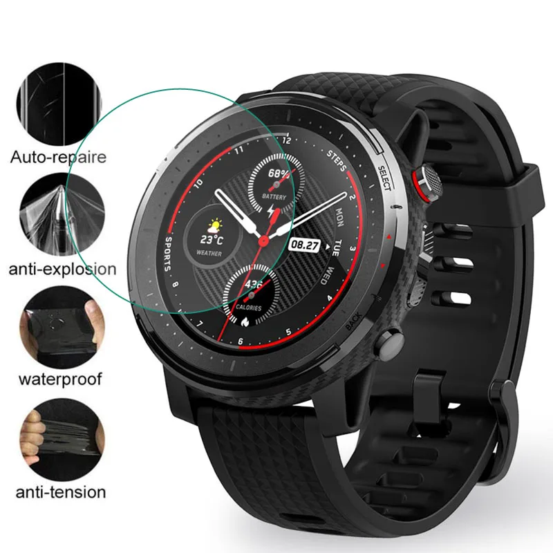 Мягкая прозрачная защитная пленка для Xiaomi Huami Amazfit Stratos 3 Watch Stratos3 Smartwatch Защитная крышка(не стекло