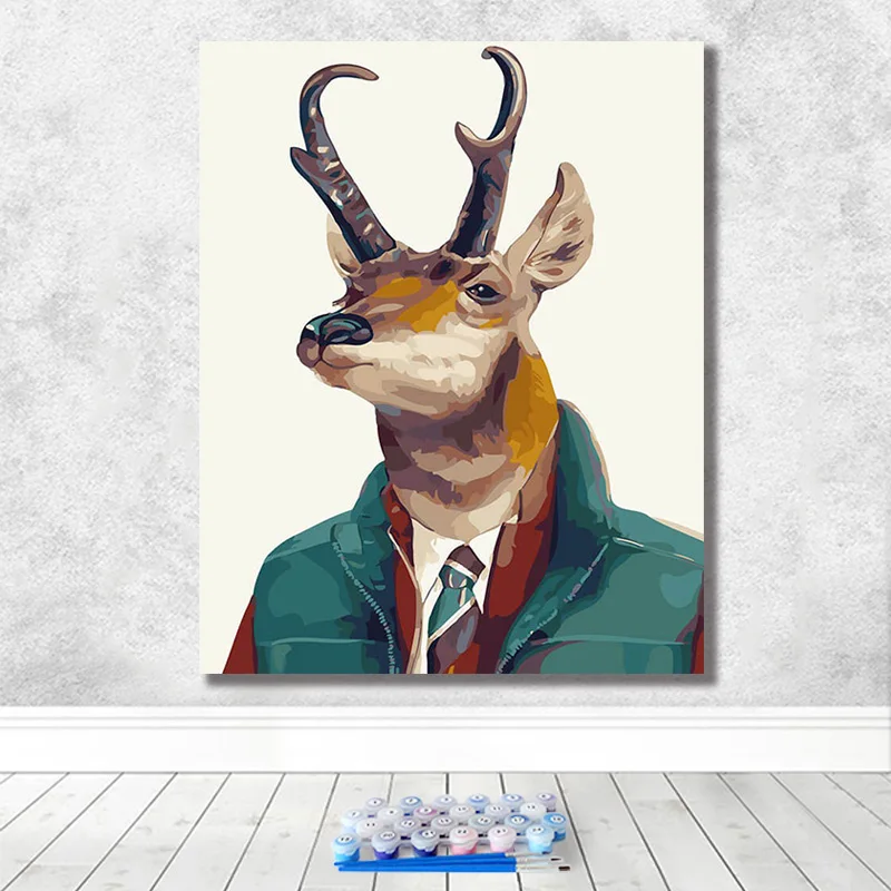 DIY Рисование по номерам с наборами г-н Лось ручная роспись декомпрессия декоративная вешается на стену - Цвет: 40731