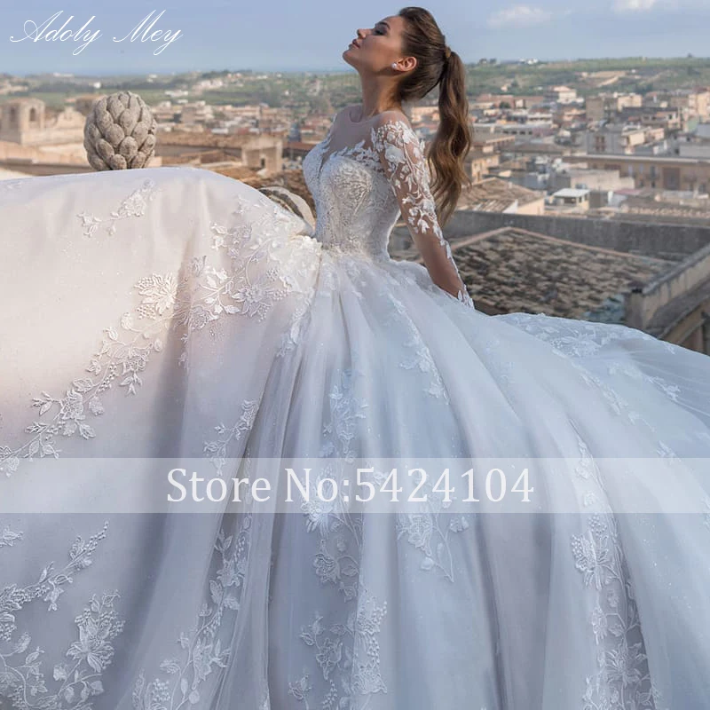 winter wedding dresses Adoly Mey Luxury Appliques Long Sleeve Beading A-Line Wedding Dress 2022 Custom Romantic Scoop Neck Lace Up Vintage Bridal Gown short wedding dresses