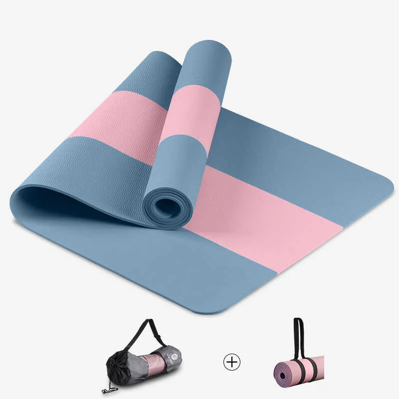 

2019 Unique DesignTPE Yoga Mat with Position Line Anti-slip Double color One Layer Gym Mat Beginner Eco-friendly Pilates Mats