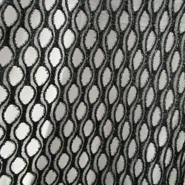 BLACK FISH NET AIRTEX MESH FABRIC POLYESTER STRETCH MATERIAL 3 TO 4 MM  HOLES 