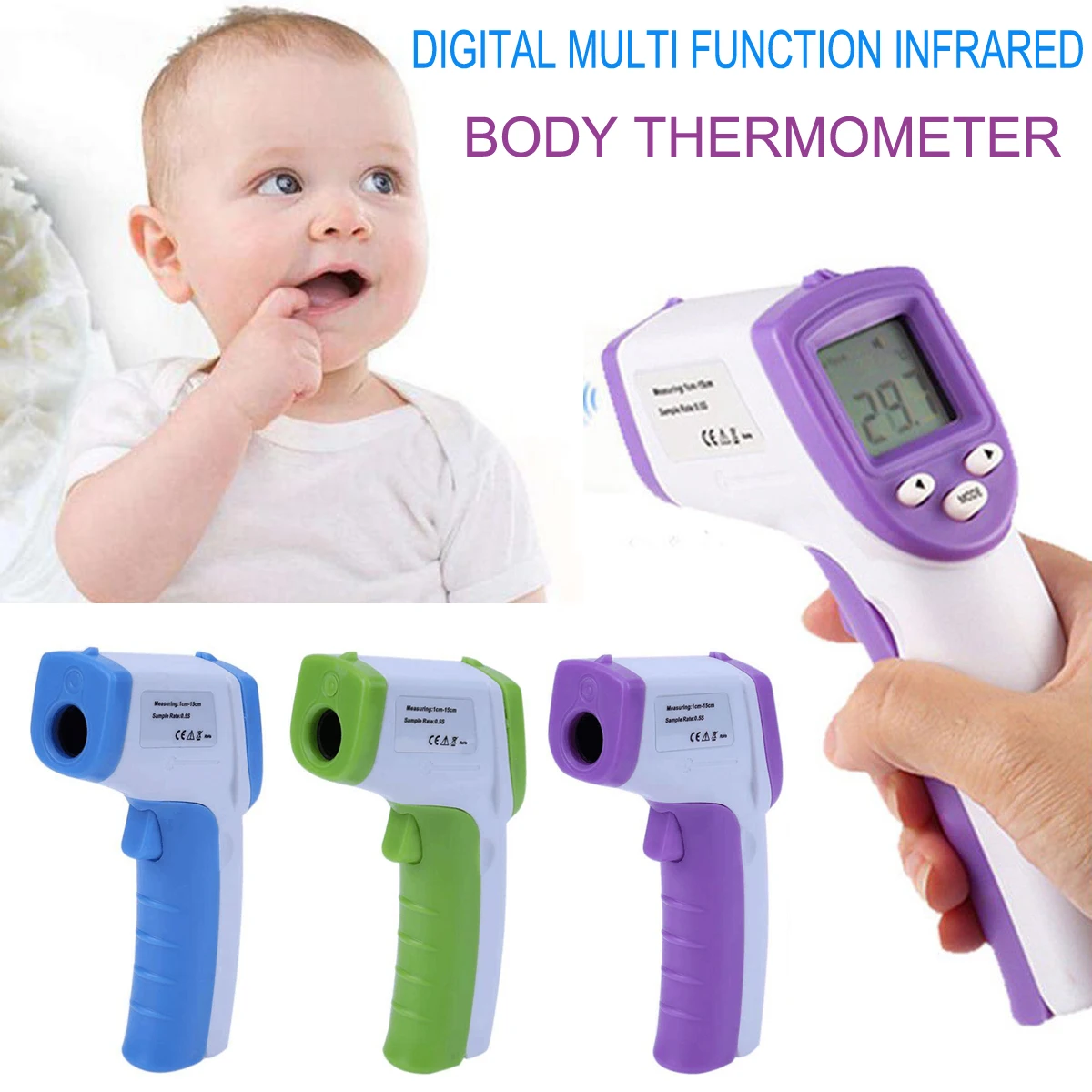 LCD Digital Non-contact IR Infrared Thermometer Forehead Body Temperature Meter