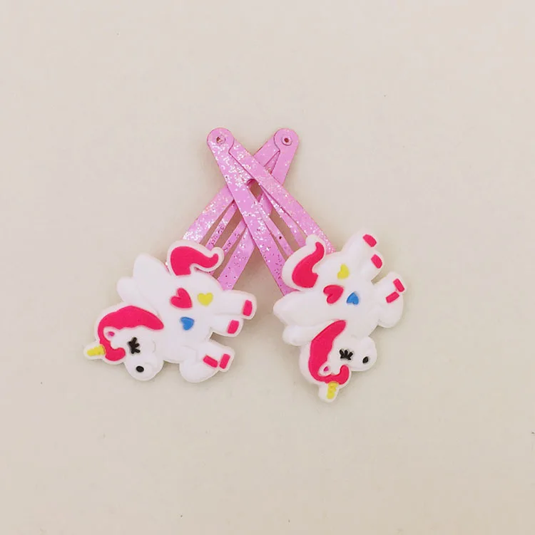 2 cards issued Милые Мультяшные детские заколки для волос с единорогом, корейские bb заколки, милые очаровательные женские аксессуары для волос, аксессуары для волос с челкой - Цвет: 2 cards issued