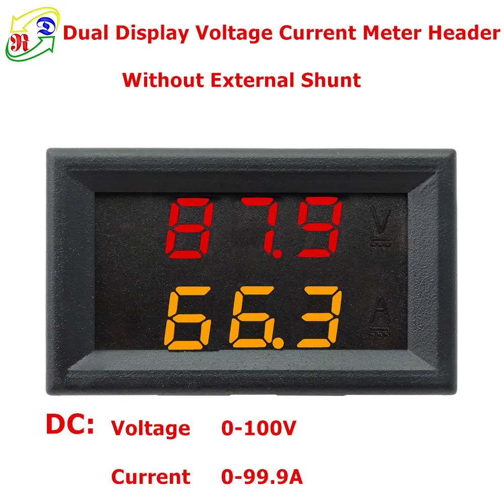 RD 0.28 DC dual LED Display 0-100V/100A 5 wires No shunt Car Voltage ...