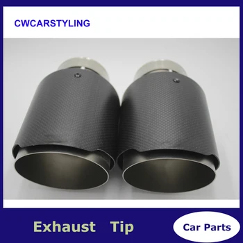 

2X Outlet 114mm One pieces Carbon Fiber Car Exhaust Muffler Tip Pipe For BMW F30 320i 316i M3 M4 M5 1 2 3 4 5 6 7 X Z Series