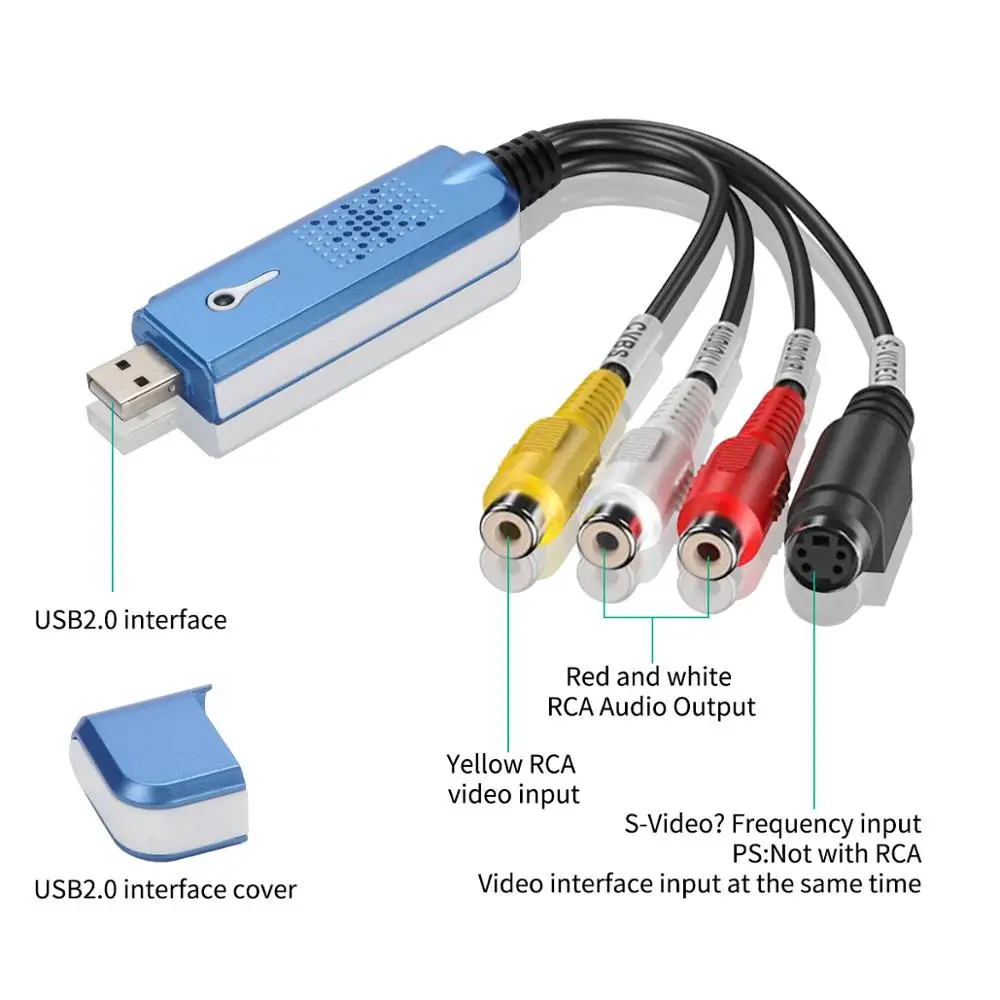 

Portable and easy to install USB2.0 audio video capture card 2.0 USB converter video capture converter for Win/XP/7/8/10 PAL