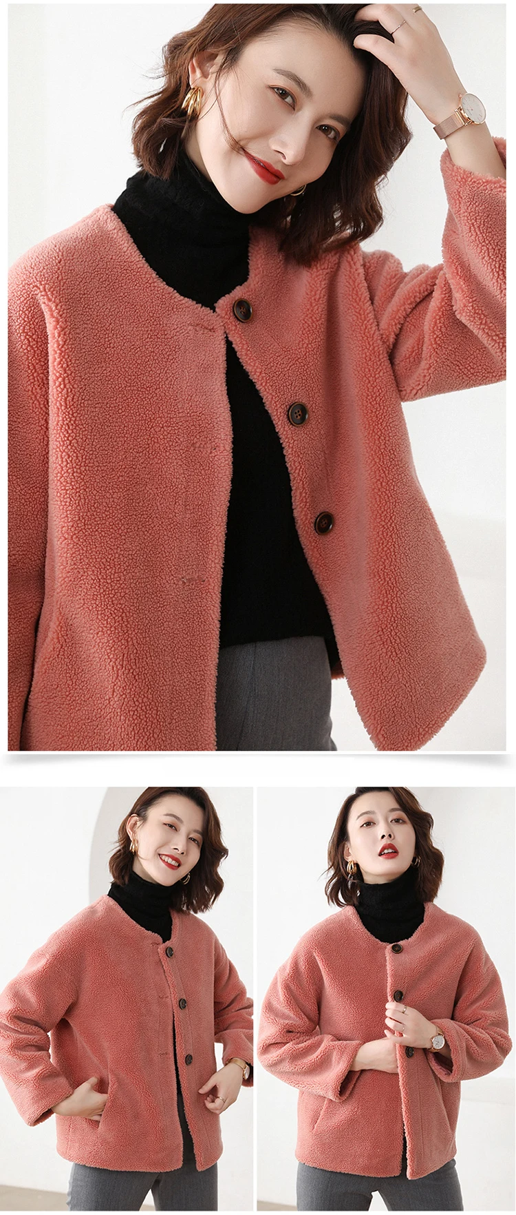 DUOUPA new real wool mantle real sheepskin ladies natural fur mantle wild leather lining jacket high quality clothes