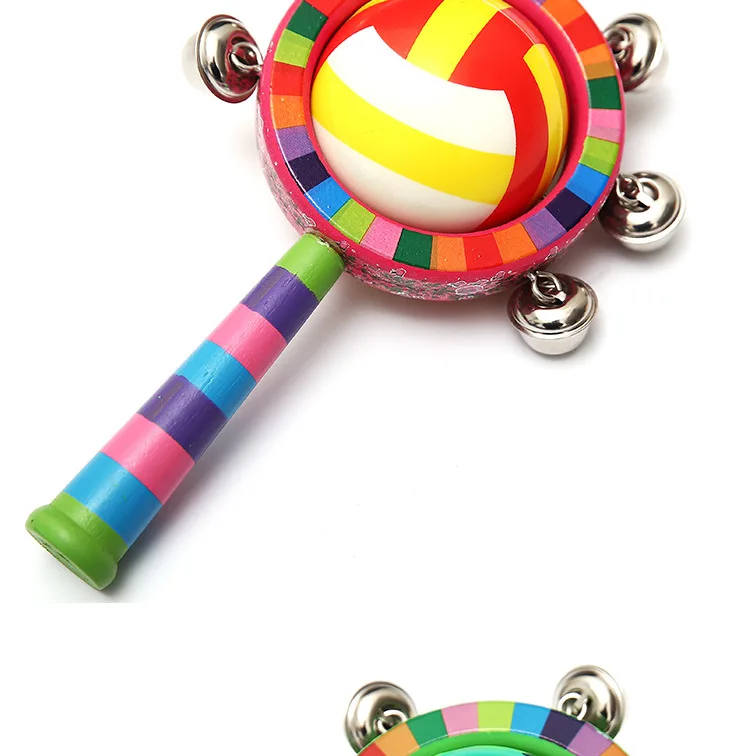 Детская игрушка раннее образование деревянная рука сгибать мячик-смайлик деревянная погремушка с музыкой