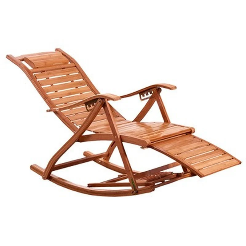 

Comfortable Relax Bamboo Rocking Chair With Foot Rest Design Living Room Furniture Adult Lounge Chair Recliner Indoor/Outdoor