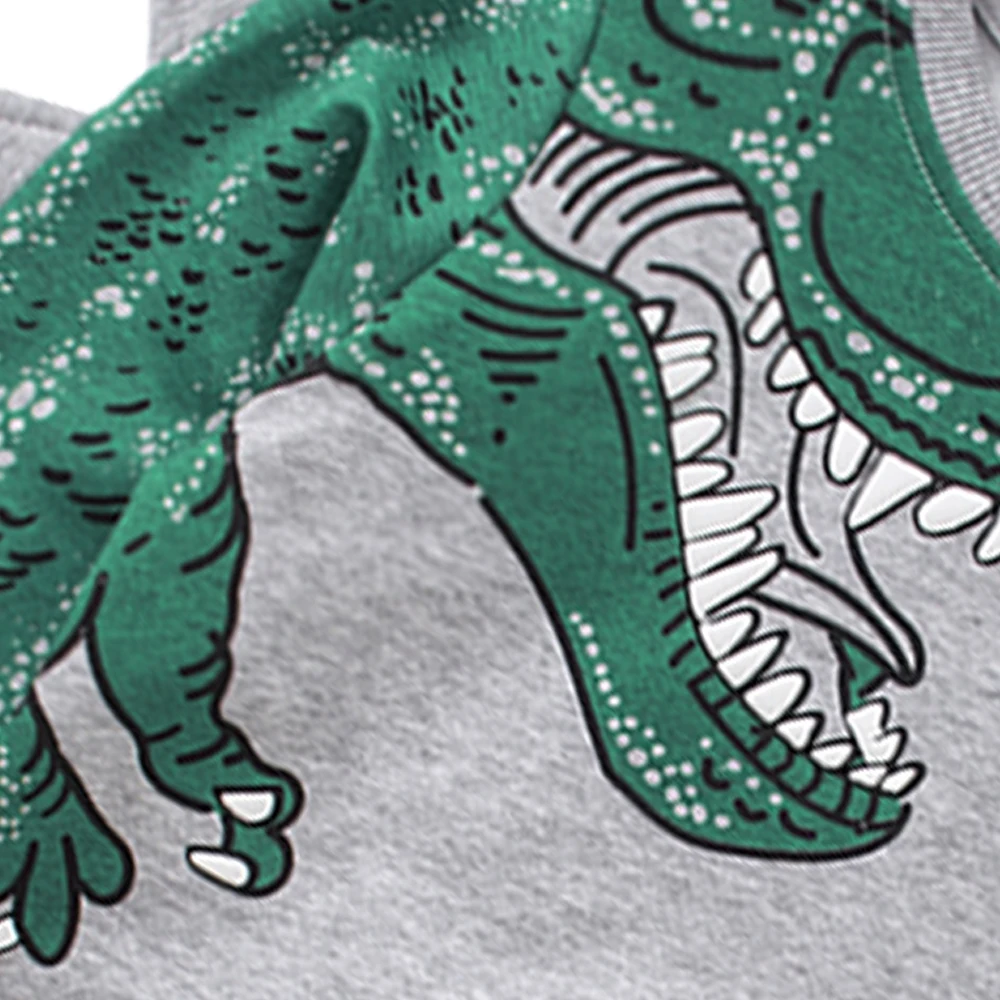 Children'S Cartoon Sweater Children'S Sweater Suit Set Boyssweater Autumn Sport Kids Dinosaur Set Pure Color Outdoor Hoodies