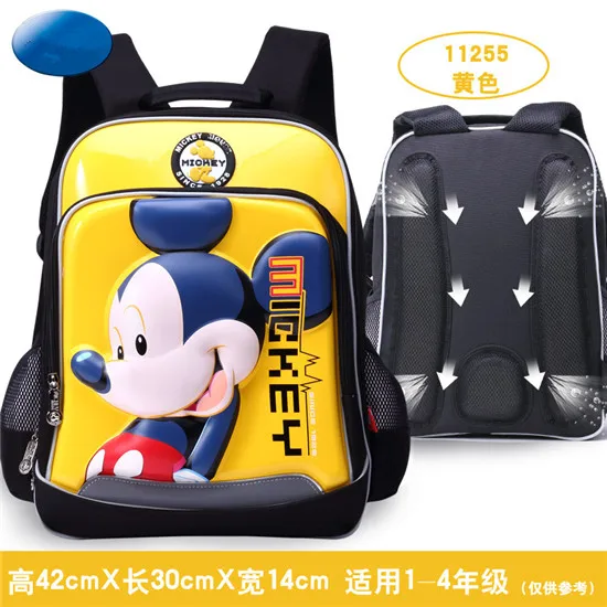 Детская сумка, рюкзак с рисунком, ортопедический рюкзак для начальной школы, детские школьные сумки с Микки, Водонепроницаемый школьный ранец для мальчиков и девочек, Mochila sac - Цвет: Цвет: желтый