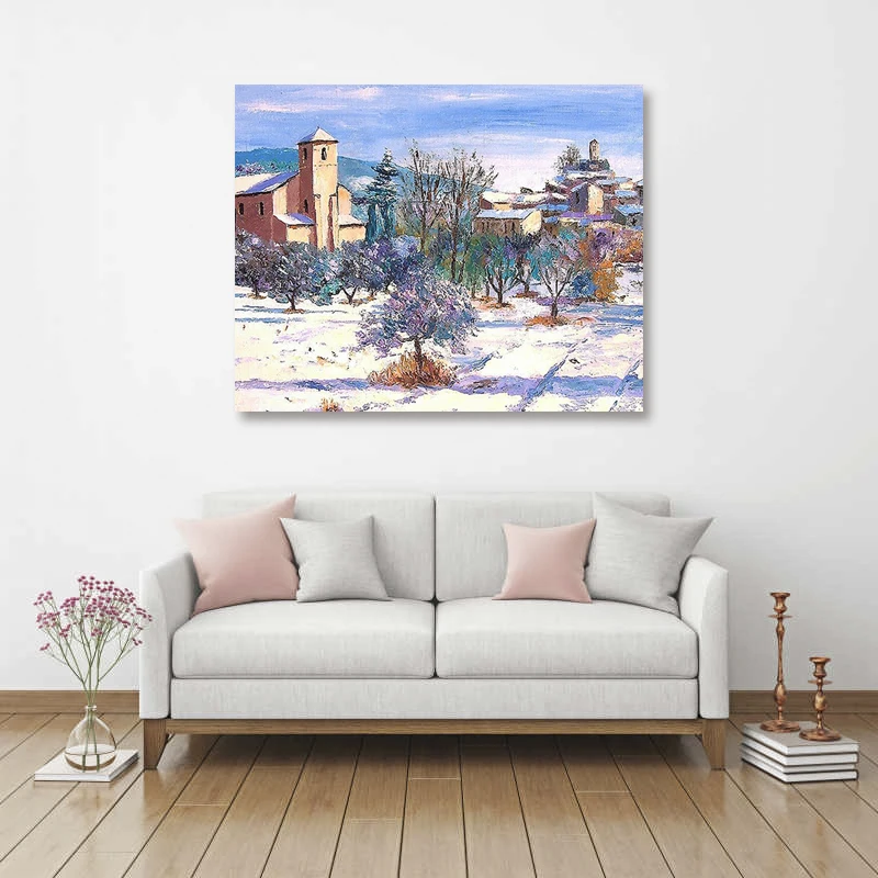 

DIY painting picture is made by digital beautiful small village painting fresh and elegant style home decoration painting